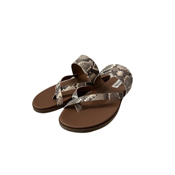 Steve Madden Athens Strappy Flat Sandal Snake print NIB - Picture 2 of 8